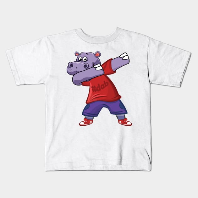 'Dabbing Dancing Hippo' Funny Dabbing Animal Gift Kids T-Shirt by ourwackyhome